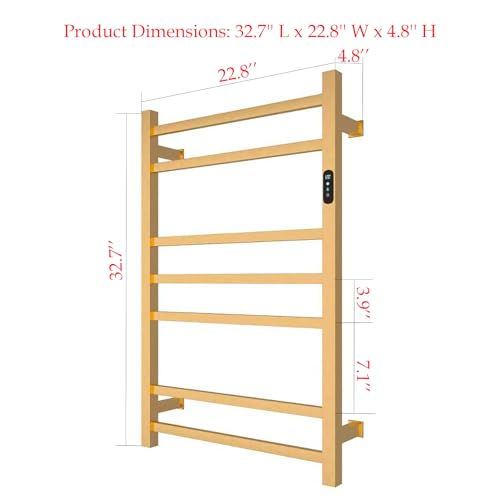 7 Bar Wall Mounted Electric Towel Warmer Racks with Timer & Temperature Multi-Level Adjustable