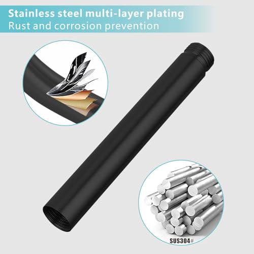 Shower Extension Arm, Solid Stainless Steel Shower Pipe Extension with Teflon Tape and Washer, For Lowering or Extending Showerhead (6 Inch, Matte Black) - color: Matte Black, style: 6 Inch