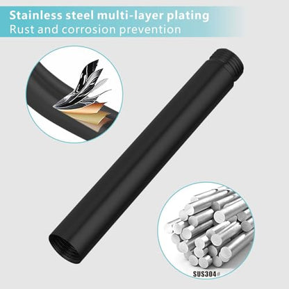 Shower Extension Arm, Solid Stainless Steel Shower Pipe Extension with Teflon Tape and Washer, For Lowering or Extending Showerhead (6 Inch, Matte Black) - color: Matte Black, style: 6 Inch