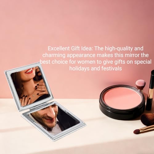 Portable Makeup Mirror Double-Sided - 1 Pcs Daily Beauty Tool, Purse Accessory - color: Square