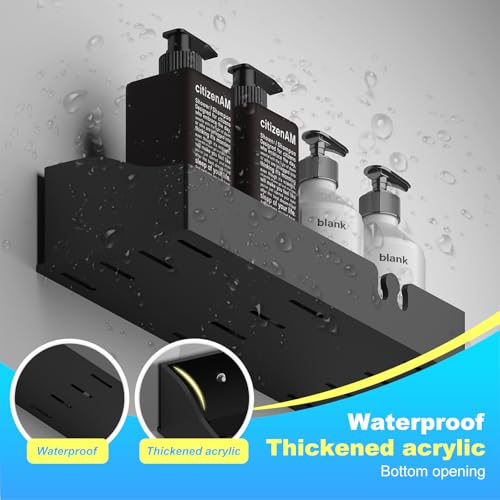 Acrylic Shower Organizer 3 Pack, Acrylic Adhesive Shelves Wall Mounted Bathroom Shower Caddy, No Drilling Required, Suitable for Shower and Kitchen Storage - color: Matte Black