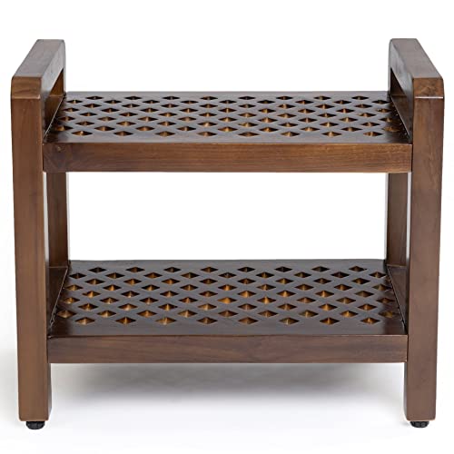 Shower Seat Bench with Storage Shelf for Seating, Support & Relaxation, Spa Bath Bench Stool Perfect for Indoor or Outdoor Use