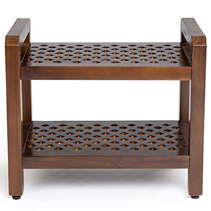 Shower Seat Bench with Storage Shelf for Seating, Support & Relaxation, Spa Bath Bench Stool Perfect for Indoor or Outdoor Use
