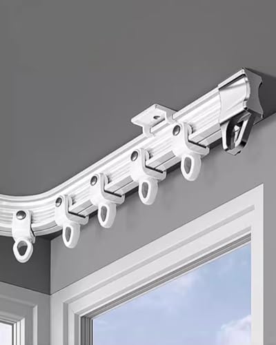 Curtain Track Bendable Tracks for Curtains 1m 2m 3.0m 4m 5m 16 Ft 16.4ft, White PVC Bay Window Curtain Rail and Fittings, Curved Rooms Divider Shower Curtain Rod(Ceiling Mount,1m/39in/3.3ft) - color: Ceiling Mount, size: 1m/39in/3.3ft
