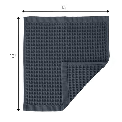Waffle Washcloths Set of 8 Anthracite - Premium Quality 100% Turkish Cotton Face Washcloth, Soft Makeup Towel, Shower Cloth, Kitchen Towel (Anthracite, Set of 8 Washcloths) - color: Anthracite, size: Set of 8 Washcloths
