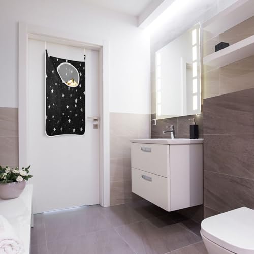 2PCS Hanging Laundry Hamper Bag Over the Door Laundry Hamper Wall Hamper Large Dirty Clothes Hamper with Stainless Steel Hooks 29.5x20Inch Black Starry Sky Dots - color: Black Starry Sky Dots, size: 2 PCS
