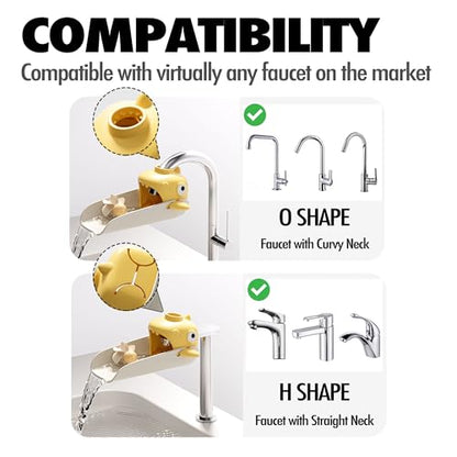 2 Pack Faucet Extender for Toddlers Universal Sink Extension with Water Wheel to Kids Fun Hand Washing Yellow - color: Yellow