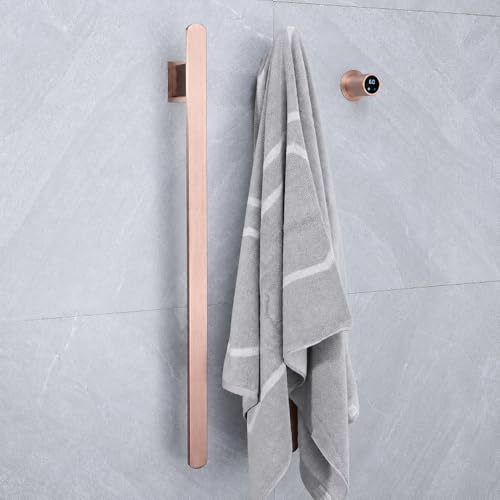 Bathroom Heated Towel Rack, Rose Gold Towel Warmer, 2Bars, 110V | Smart Touch Control, Wall Mounted, Concealed Hardwired, Stainless Steel, Dry Towels in Modern Bathrooms, Space-Saving Design - color: Rose Gold-2 Bars
