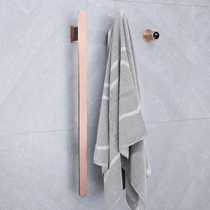 Bathroom Heated Towel Rack, Rose Gold Towel Warmer, 2Bars, 110V | Smart Touch Control, Wall Mounted, Concealed Hardwired, Stainless Steel, Dry Towels in Modern Bathrooms, Space-Saving Design - color: Rose Gold-2 Bars