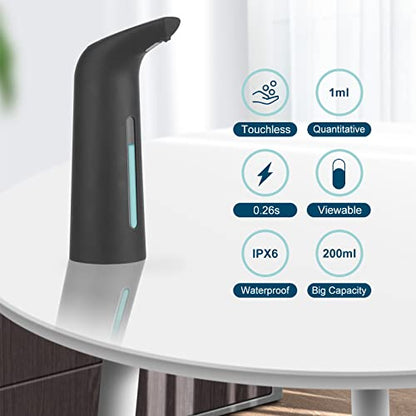 Automatic Soap Dispenser Touchless 400 mL Black | Automatic Sensing Battery Powered IPX6 Waterproof Suitable for Home and Commercial Use - color: Black