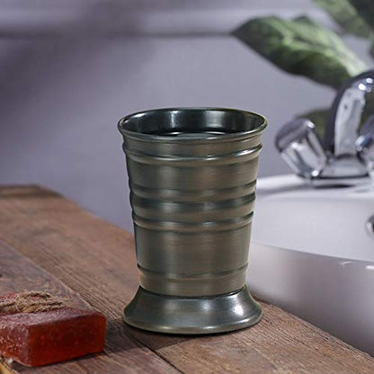 nu steel Bogart Metal Tumbler, Makeup Brush Holder and Toothbrush Cup for Bathroom, Countertop, Desk, Dorm, College, and Vanity-Oil Rubbed Bronze, 3.5 x 3.5 x 4.5