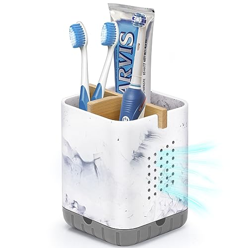 Boperzi Toothbrush Holders, Kids Toothbrush Holder with Drainage, Detachable Anti-Slip Electric Toothbrush Holder, Toothpaste Organizer Storage Caddy for Bathroom Countertop, Shower, Kitchen, Vanity - color: Gray& Marble