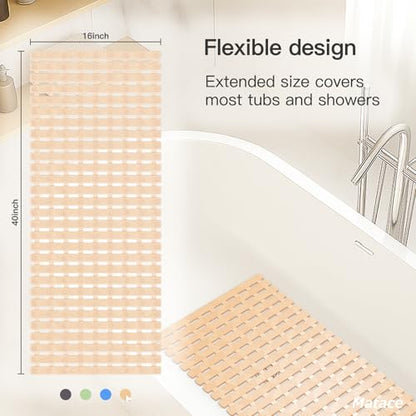 Bathtub Mat Non Slip - for Inside Bath Tub & Shower, Large 40x16 Inch, 261 Strong Suction Cups, Soft Textured Surface, Fast Drain & Quick Dry, Bathroom Safety Mat, Beige, Matace - color: Beige, size: 40" x 15.8" (Rectangular)