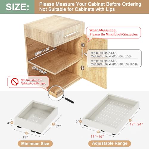 Fokyfok 2Pc Pull out Cabinet Organizer,11"-16"W,17"-24"D,Expandable | No Drill,Adjustable,Roll out Drawers,Adhesive Sliding Drawers,Slide out Shelves for Cabinets Without Lip,Kitchen,Pantry,White - size: (11"W-16"W)X(17"D-24"D)