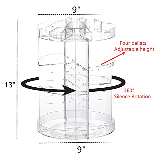 Cq acrylic Rotating Makeup Organizer,Adjustable Spinning Skincare Organizer for Vanity,Countertop,Clear Rotating Perfume Organizers,Bathroom Lazy Susan Organizer and Spin Skin Care Storage Rack,1 Pack - size: 4 Tier No Pattern
