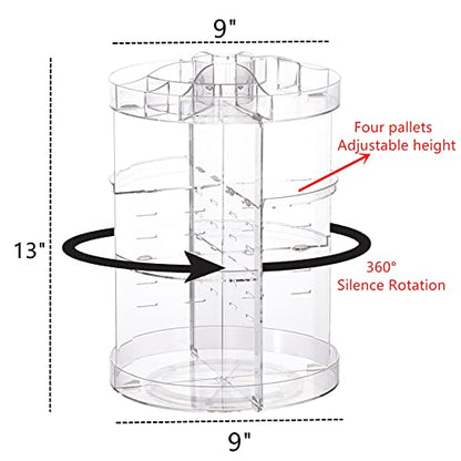 Cq acrylic Rotating Makeup Organizer,Adjustable Spinning Skincare Organizer for Vanity,Countertop,Clear Rotating Perfume Organizers,Bathroom Lazy Susan Organizer and Spin Skin Care Storage Rack,1 Pack - size: 4 Tier No Pattern