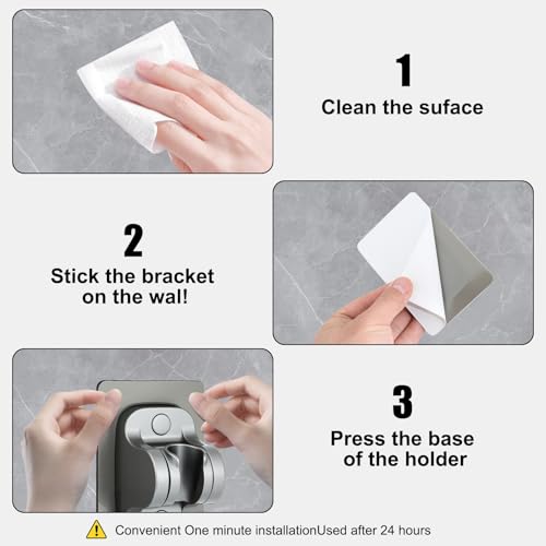 2-Pack MAYYAYA Shower Head Holder, Adhesive Wall Mount, Grey | Heavy Duty Wall Mounted Shower Head Shelf Bracket, ABS Stick-on Wall Bracket with Strong Adhesive for Handheld Shower Heads - color: Gray