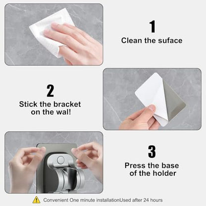 2-Pack MAYYAYA Shower Head Holder, Adhesive Wall Mount, Grey | Heavy Duty Wall Mounted Shower Head Shelf Bracket, ABS Stick-on Wall Bracket with Strong Adhesive for Handheld Shower Heads - color: Gray