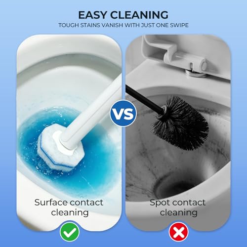 Disposable Toilet Brush Cleaning Supplies, Toilet Bowl Cleaner and Holder Set with 30 Toilet Wand Refill Pads, Wall Mounted Toliet Wand Kit Bathroom Maintenance, Storage Caddy (White) - color: White