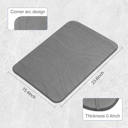 Stone Bath Mat, 2 Pack Diatomaceous Earth Shower Mat, Non-Slip Super Absorbent Quick Drying Bathroom Floor Mat, 24x15, Grey - color: Grey