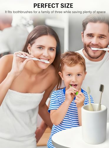 Nature Diatomite Toothbrush Holders for Bathrooms,Drying Stone Electric Toothbrush Holder, Toothpaste Holder, Water-Absorbent, Hand Made, Toothbrush Organizer for Bathroom Countertop, White - size: Single