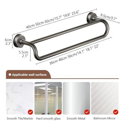 Towel Bar Suction Cup Holder, Wall Mount 2-in-1 Space-Saving Towel Rack for Bathroom, No-Drill Installation, Easy to Use Towel Hanger Rail - size: 40cm/15.7"