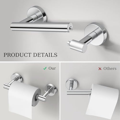 Toilet Paper Holder & Towel Holder, Bathroom Hardware Set-SUS304 Stainless Steel Double Post Pivoting Tissue Roll Holder and Hand Towel Ring Set for Bathroom, RV, Chrome - color: Chrome