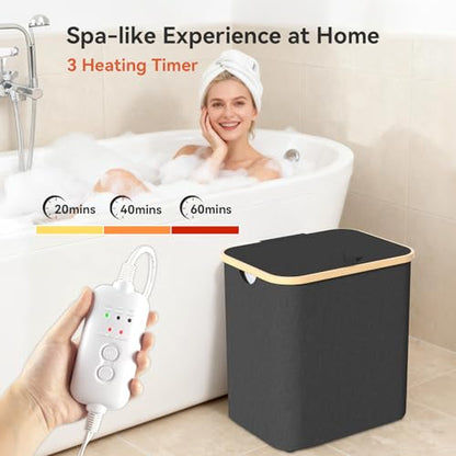 Towel Warmer & Laundry Hamper 2-in-1, Black Foldable Towel Warmer for Bathroom with Removable Heating Bag, 20/40/60Mins Timer, Auto Shut-Off, 38L Fits 2 to 3 Large Towels PJs Blankets