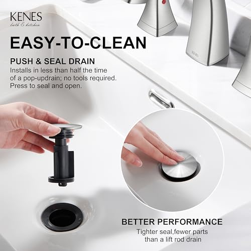 Bathroom Faucets for Sink 3 Hole, Brushed Nickel 2 Handle Widespread | Bathroom Vanity Faucet with Pop Up Drain & Supply Lines, Lead-Free cUPC & NSF Certified, 8 Inch Faucet for Vanity RV Sink - color: Brushed Nickel