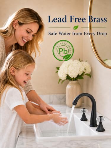 Bathroom Faucets 3 Hole, Sink Faucet 3 Hole with Crystal Knobs, White Gold Bathroom Sink Vanity Vintage Taps with Supply Hoses, Three Hole Vessel Bathroom Faucets,llaves para lavamanos de baño - style: Classic