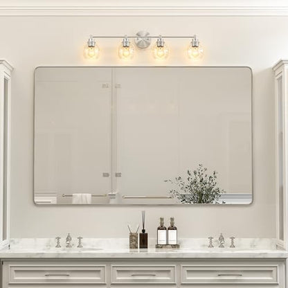 VONLUCE 4 Light Bathroom Vanity Light Fixtures, Brushed Nickel Finish | Globe Glass Shades, E26 Sockets, Easy to install, ETL Certificated, Vanity Lights for Bedroom Hallway Living Room - color: Nickel, size: 4-Light