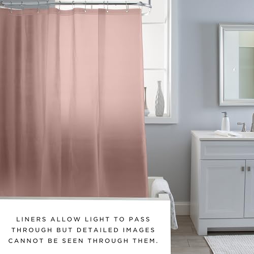 Bath Bliss PVC Heavy Weight Shower Curtain Liner | 4G | 70"x72" | Rust Resistant Copper Grommets | Magnetic Hem | Pink - color: Pink, size: 70"W x 72"L (Pack of 1)