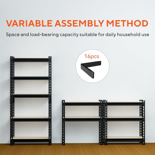 5 Tier Garage Shelving, Adjustable Heavy Duty Garage Shelves | 60 "H Metal Storage Shelves Unit for Basement,Warehouse,Pantry Kitchen - size: 60*28*12
