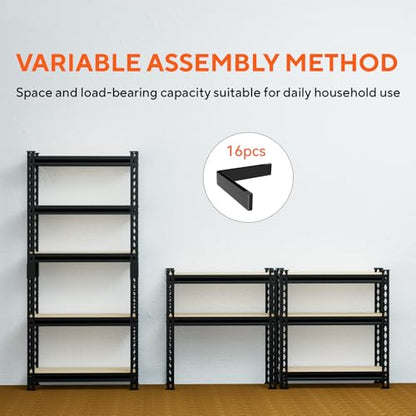 5 Tier Garage Shelving, Adjustable Heavy Duty Garage Shelves | 60 "H Metal Storage Shelves Unit for Basement,Warehouse,Pantry Kitchen - size: 60*28*12