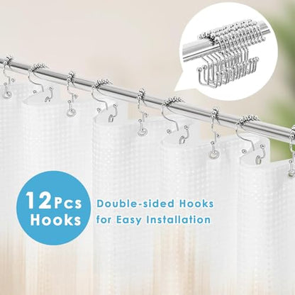 3 in 1 Shower Curtain and Liner,72 x 72 inch, Abstract Tan | Boho Modern Shower Curtain and PEVA Liner Set with 12 Rust-Resistant Metal Hooks, Waterproof Fabric Curtains for Bathroom - color: Abstract Tan
