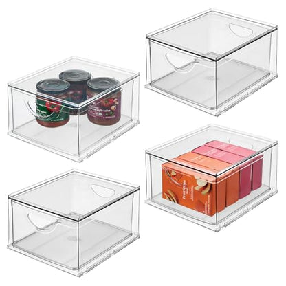 iDesign Stackable Storage Drawer, Set of 4, Clear | For Fridge, Pantry, or Under Sinks, Made in USA - style: Pack of 4