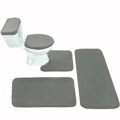 Madeals Memory Foam Long Bathroom Mat and Toilet Rug Set 3 Piece and with Toilet Lid Cover and Tank Cover Set Dark Gray - color: Dark Gray, size: 20"x46"/20"x32"/Contour/Lid Cover/Tank Cover