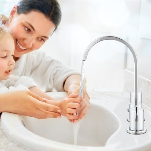 Midanya 8 Inch Widespread Bathroom Sink Faucet 3 Hole,Polish Chrome | Waterfall Swivel Spout,2 Handle,SUS304,with Pop Up Drain,cUPC 24" Water Hose,for 6-16” hole distance vanity,RV,Farmhouse Sink - color: Chrome