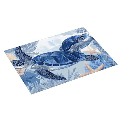Sea Turtle Kitchen Dish Drying Mat Absorbent Reversible Microfiber Pad Countertop Protector Fast Drying Dish Mat Large 18"x24" - color: Slate Blue-Turtle