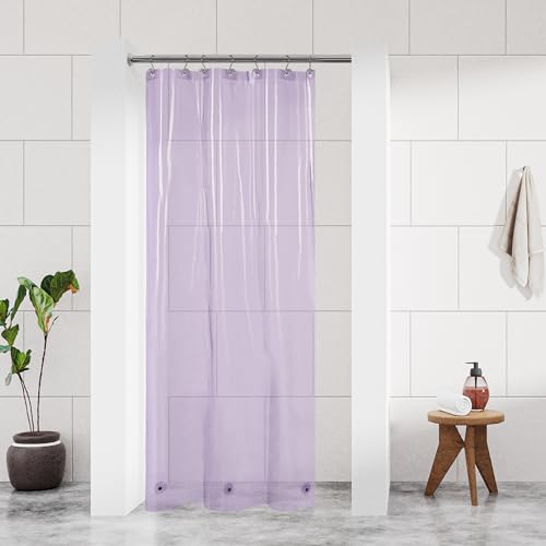 Barossa Design Clear Lavender Stall Shower Curtain Liner, 36" W x 72" H | Waterproof PEVA, PVC Free, Metal Grommets, Lightweight Plastic Shower Liner 36 x 72 Inches for Narrow Small Bathroom Stall - color: Clear Lavender, size: 36"W x 72"L (Pack of 1)