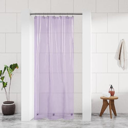 Barossa Design Clear Lavender Stall Shower Curtain Liner, 36" W x 72" H | Waterproof PEVA, PVC Free, Metal Grommets, Lightweight Plastic Shower Liner 36 x 72 Inches for Narrow Small Bathroom Stall - color: Clear Lavender, size: 36"W x 72"L (Pack of 1)