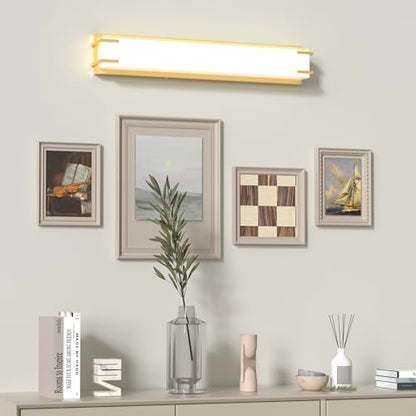 LED Bathroom Light Fixtures Over Mirror 24.4” Vanity Light with Milky White Lampshade 4000K Daylight Gold Bath Bar (Gold) - color: Gold, size: 24 inch