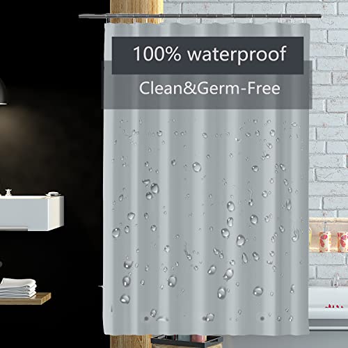 Shower Curtain Liner 72 x 72, Plastic Waterproof 4G Lightweight Shower Liner for Bathroom, with Grommets Holes and 3 Heavy Duty Magnetic Weights - color: Grey