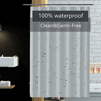 Shower Curtain Liner 72 x 72, Plastic Waterproof 4G Lightweight Shower Liner for Bathroom, with Grommets Holes and 3 Heavy Duty Magnetic Weights - color: Grey