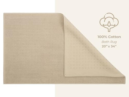 American Soft Linen Bath Rug, 20 in 34 in 100% Cotton Bath Mats Rugs for Bathroom, Slip Reducer Washable Shaggy Form Area Rugs, Beige Bath Rug - color: Beige, style: 20x34" Cotton Bath Mat