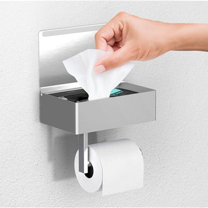 Day Moon™ - Toilet Paper Holder with Shelf - Modern Roll Holder for Bathroom - 1 Pack - Wall Mount - with Storage, Brushed Nickel - color: Brushed Nickel