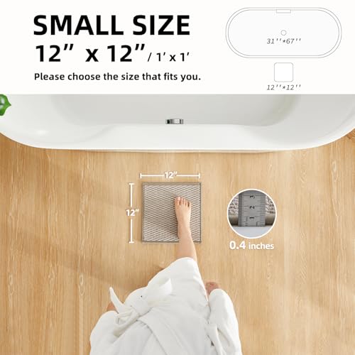 TYUU Small Bathroom Rugs, Non Slip Washable Bath Rugs Super Absorbent Bathroom Rug Thin Quick Dry Low Pile Bath Mats, Beige 12"x12" - color: Beige01, size: 1' X 1' (Rectangular)