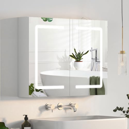 LED Medicine Cabinet with Light, Lighted Medicine Cabinet for Bathroom | with Sockets & USB, Large Mirror Cabinet with Outlet, Anti-Fog,Color Adjustment,Wall Mounted,Left Hinges,32X24 Inch - size: 32x24