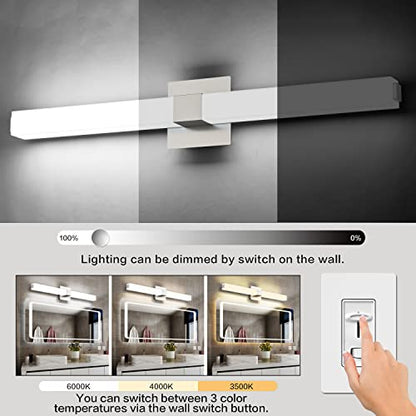 Brushed Nickel Bathroom Light Fixtures - 3CCT Dimmable LED Bathroom Vanity Lights - 32 Inch Modern Vanity Lighting Fixtures 3000K/4500K/6000K - color: Brushed Nickel - 3CCT Dimmable, size: 32 inch