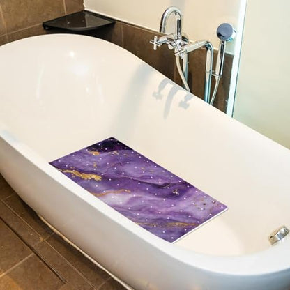 Baby Bath Mat Non Slip 26.8"x15.1" Bathtub Mat for Baby Eco Friendly Durable Bath Mat for Tub Non Slip Kids Tub Mat with Suction Cups, Purple Marble Texture - color: Multi 14